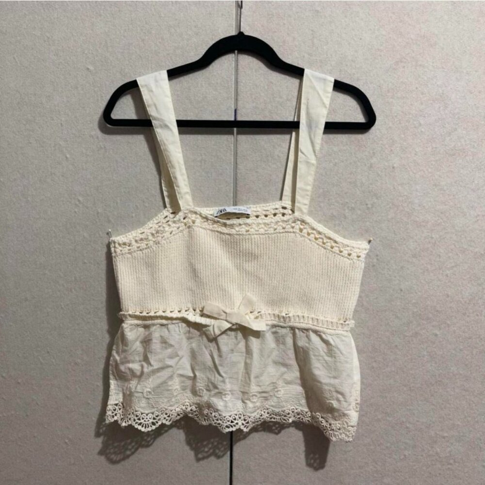 Zara contrasting knit bow top blouse 3991/056 Size: XL
